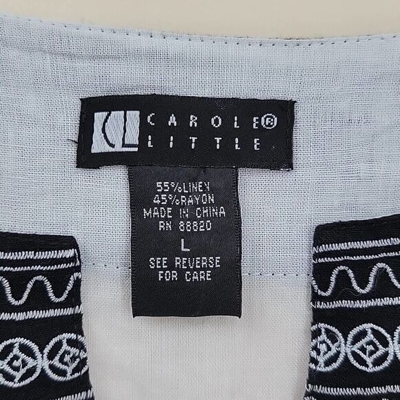Carole Little Linen Embroidered Tunic Top L - Picture 3 of 6